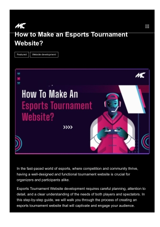 How to Make an Esports Tournament Website?