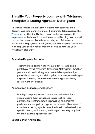 Letting Agents in Nottingham |  Tristram's