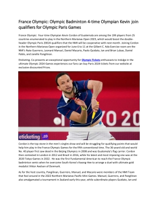 France Olympic Olympic Badminton 4-time Olympian Kevin join qualifiers for Olympic Paris Games