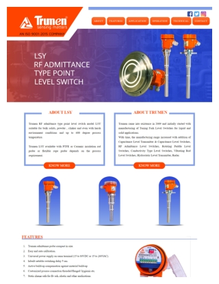 Trumen Technologies Pvt. Ltd. ! Level Switch, Level Sensor, Level Transmitter Ma