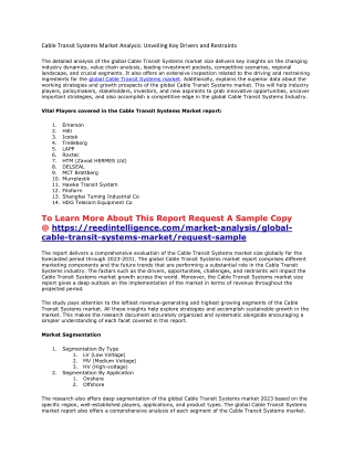 Cable Transit Systems Market Analysis: Unveiling Key Drivers and Restraints