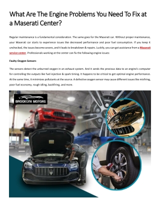 What Are The Engine Problems You Need To Fix at a Maserati Center?