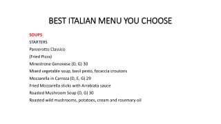 BEST ITALIAN MENU YOU CHOOSE