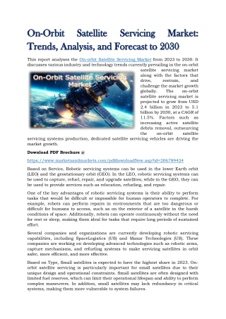 On-Orbit Satellite Servicing Market Trends, Analysis, and Forecast to 2030