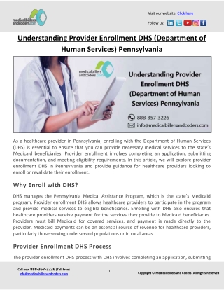 Understanding Provider Enrollment DHS (Department of Human Services) Pennsylvania