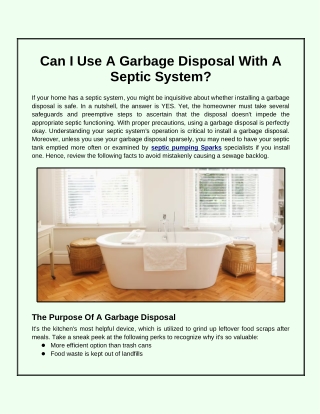 Can I Use A Garbage Disposal With A Septic System?