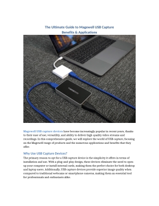 The Ultimate Guide to Magewell USB Capture Benefits and Applications