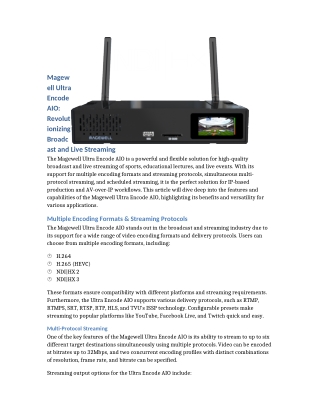 Magewell Ultra Encode AIO  Revolutionizing Broadcast and Live Streaming