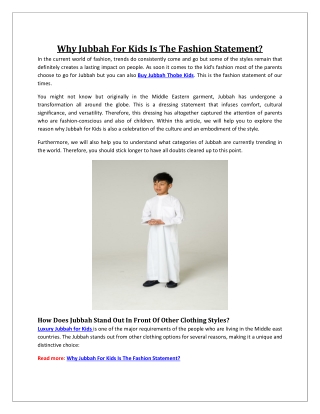 Why Jubbah For Kids Is The Fashion Statement