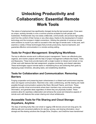 Unlocking Productivity and Collaboration_ Essential Remote Work Tools