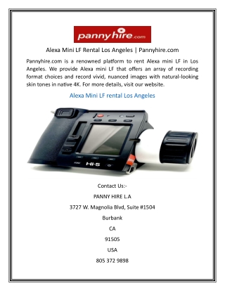 Alexa Mini LF Rental Los Angeles  Pannyhire