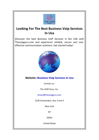 Looking For The Best Business Voip Services In Usa