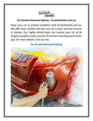 Car Scratch Removal Sydney | Scratchvanish.com.au