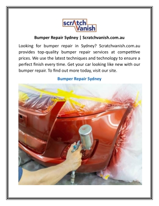 Bumper Repair Sydney | Scratchvanish.com.au