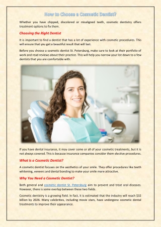 How to Choose a Cosmetic Dentist?