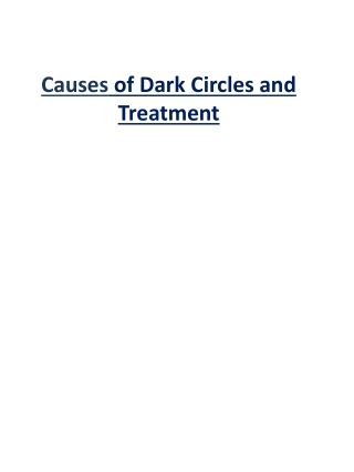 Causes of Dark Circles and Treatment