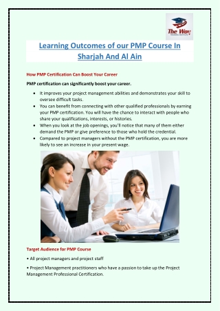 Learning Outcomes of our PMP Course In Sharjah And Al Ain