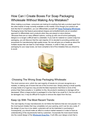 How Can I Create Boxes For Soap Packaging Wholesale Without Making Any Mistakes