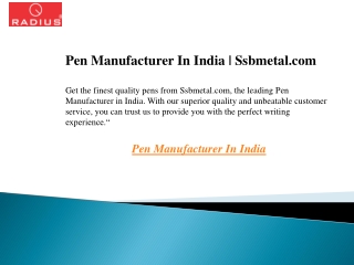 Pen Manufacturer In India  Ssbmetal.com