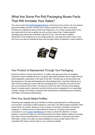 What Are Some Pre Roll Packaging Boxes Facts That Will Increase Your Sales