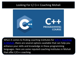 Looking For C   Coaching Mohali