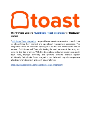 The Ultimate Guide to QuickBooks Toast Integration for Restaurant Owners