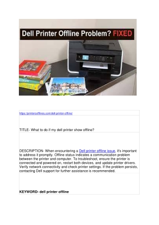 What to do if my dell printer show offline?