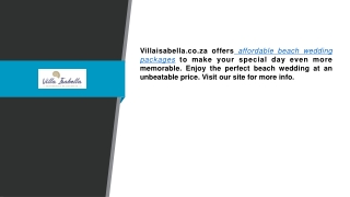 Affordable Beach Wedding Packages Villaisabella.co.za