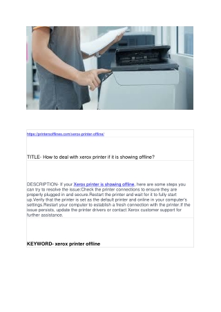 How to deal with xerox printer if it is showing offline?