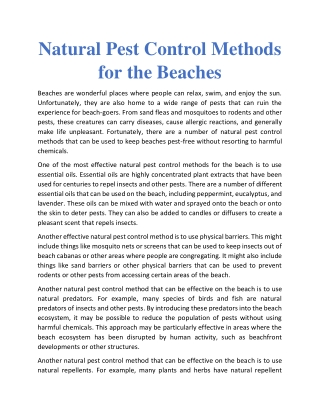 Natural Pest Control Methods for the Beaches