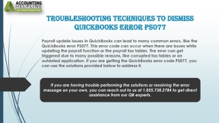 A Complete Guide About QuickBooks Error PS077 Issue