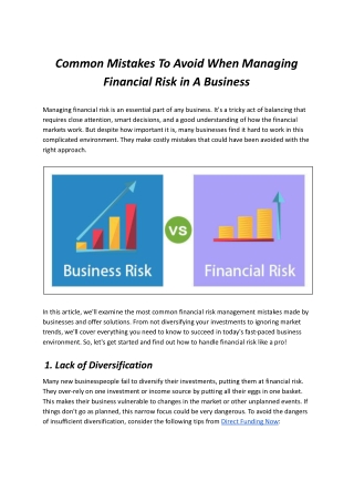 Common Mistakes To Avoid When Managing Financial Risk