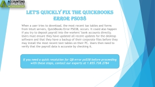 A proper guide to troubleshoot QuickBooks error PS038 Issue