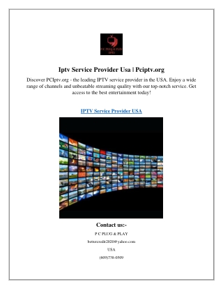 Iptv Service Provider Usa  Pciptv.org