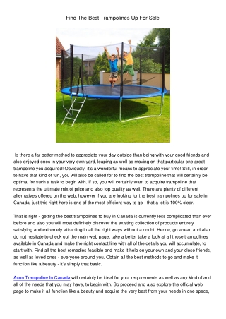 FindTheBestTrampolinesUpForSale