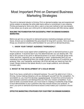Most Important Print on Demand Business Marketing Strategies