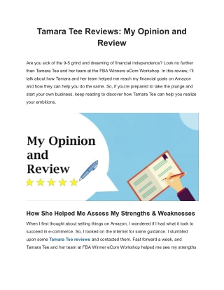 Tamara Tee Reviews My Opinion and Review