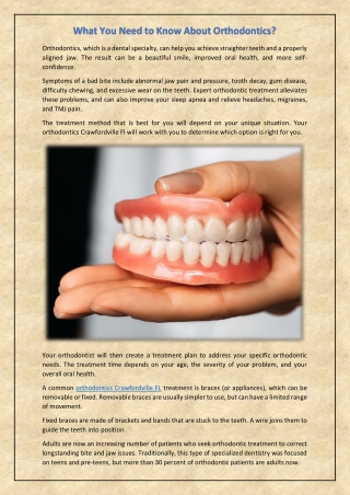 What You Need to Know About Orthodontics?