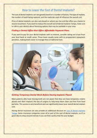 How to Lower the Cost of Dental Implants?