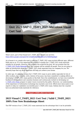 Quiz 2023 SAP C_TS4FI_2021 Marvelous Visual Cert Test