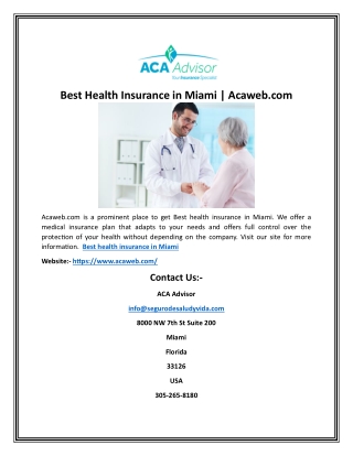 Best Health Insurance in Miami | Acaweb.com