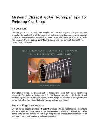 Mastering Classical Guitar Technique_ Tips For Perfecting Your Sound