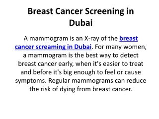 Breast Cancer Screening in Dubai