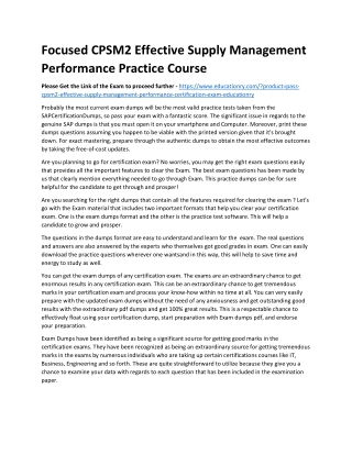 CPSM2 Effective Supply Management Performance