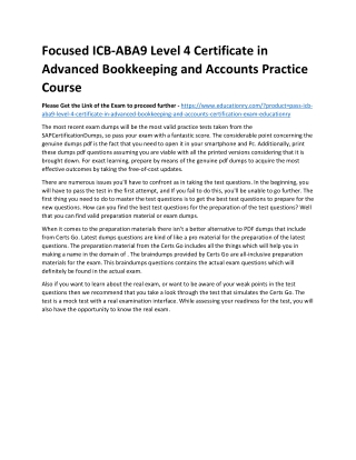 ICB-ABA9 Level 4 Certificate in Advanced Bookkeeping and Accounts