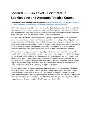 ICB-BA7 Level 3 Certificate in Bookkeeping and Accounts