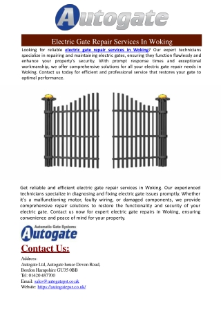 Electric Gate Repair Services in Woking