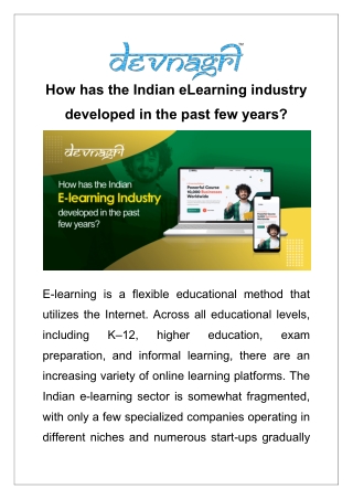 How has the Indian eLearning industry developed in the past few years?