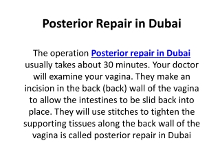 Posterior repair in Dubai