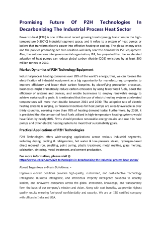 Coming Future Of P2H Technologies In Decarbonizing The Industrial Process Heat